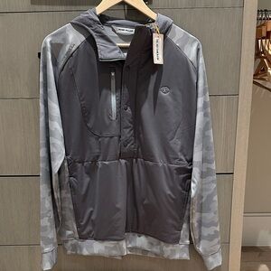 Peter Millar Gray Hooded Pullover with Camo Sleeves